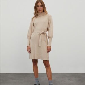NWT EDITED Malene beige ribbed turtleneck sweater dress EU 42 US 12